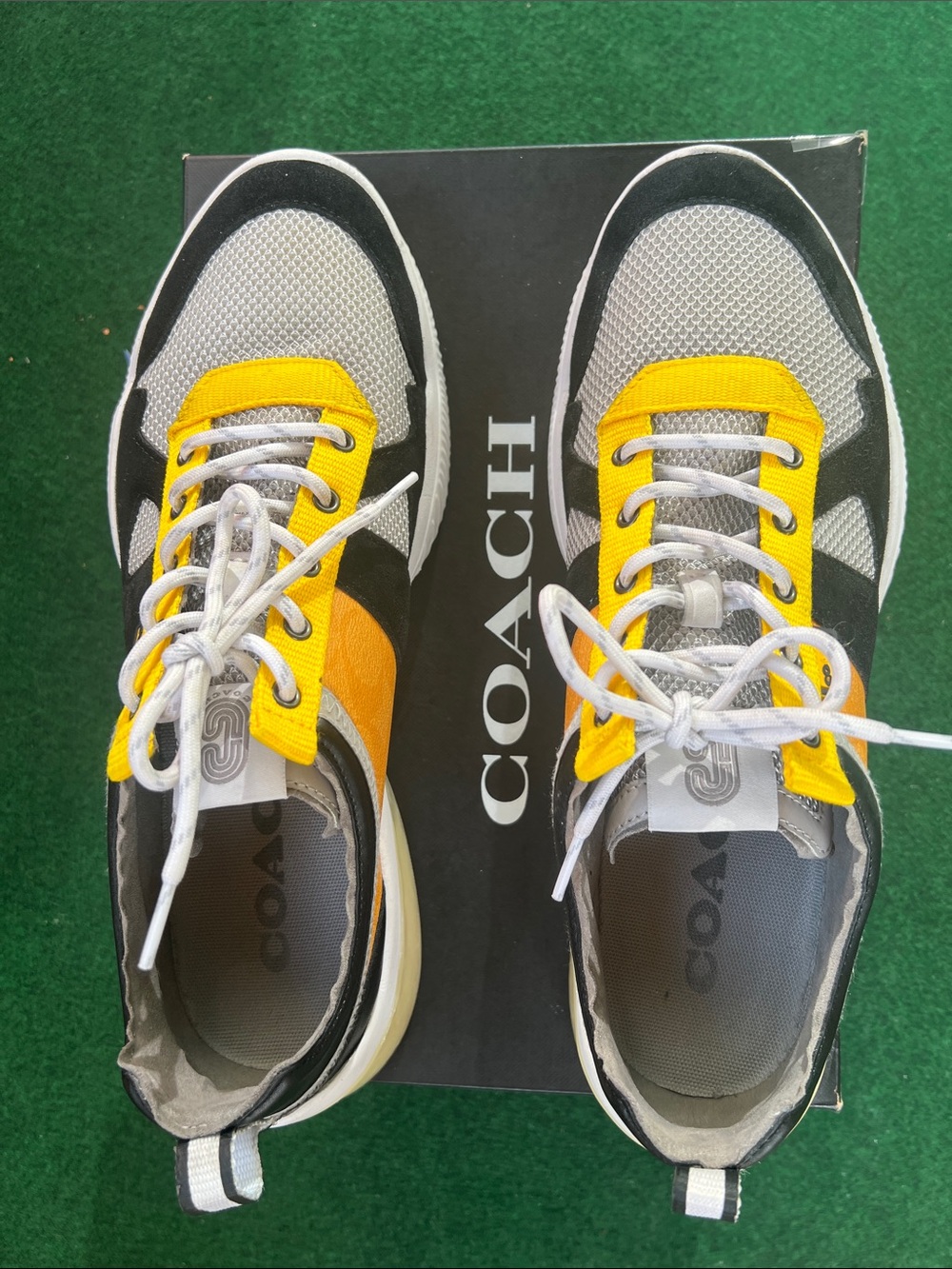 Coach Men’s Yellow, Gray & Black Mesh Sneakers